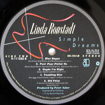 Linda Ronstadt : Simple Dreams (LP, Album, Club, RCA)