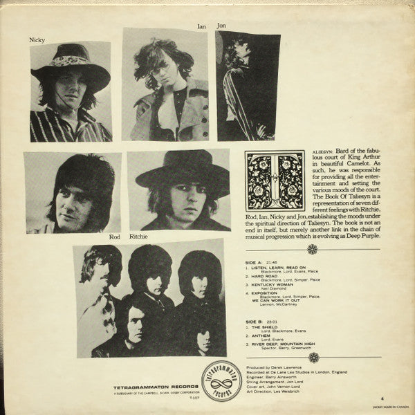 Deep Purple : The Book Of Taliesyn (LP, Album, RE)
