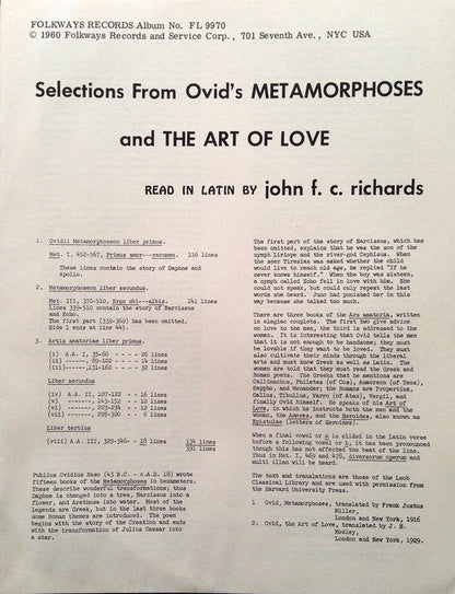 John F. C. Richards : Selections From Ovid (LP, Album, Mono, Boo)