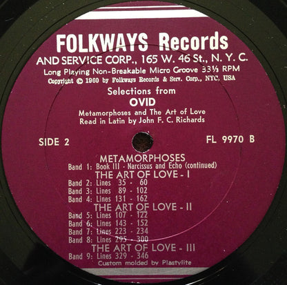John F. C. Richards : Selections From Ovid (LP, Album, Mono, Boo)