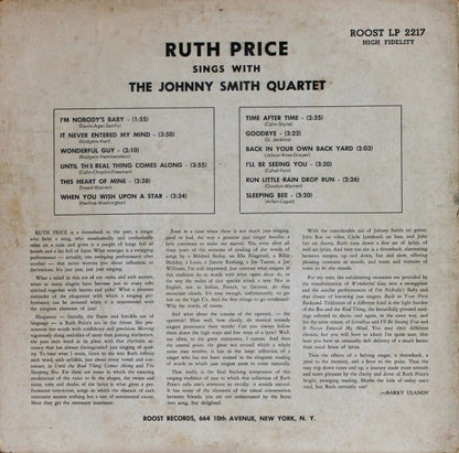 Ruth Price Sings With Johnny Smith Quartet : Ruth Price Sings With The Johnny Smith Quartet (LP, Album, Mono)