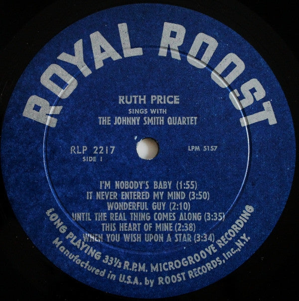Ruth Price Sings With Johnny Smith Quartet : Ruth Price Sings With The Johnny Smith Quartet (LP, Album, Mono)