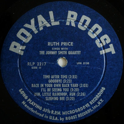 Ruth Price Sings With Johnny Smith Quartet : Ruth Price Sings With The Johnny Smith Quartet (LP, Album, Mono)
