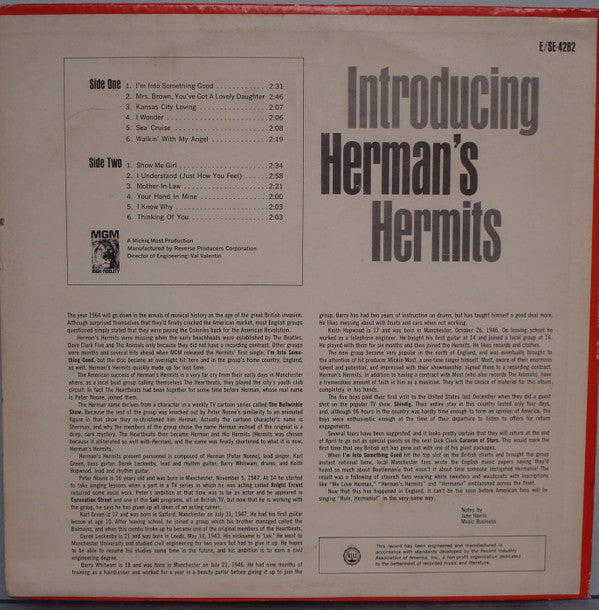 Herman's Hermits : Introducing Herman's Hermits (LP, Album, Mono, 2nd)