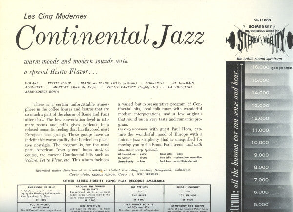 Les Cinq Modernes : Continental Jazz (LP, Album)