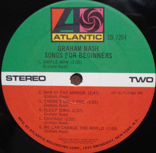 Graham Nash : Songs For Beginners (LP, Album, Club, PR )