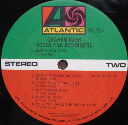 Graham Nash : Songs For Beginners (LP, Album, Club, PR )