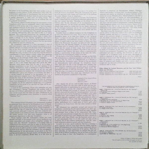 Leonard Bernstein, The New York Philharmonic Orchestra, Robert Schumann : Robert Schumann The Four Symphonies (3xLP, Album, Box)
