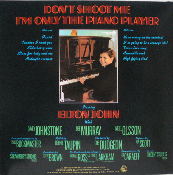 Elton John : Don't Shoot Me I'm Only The Piano Player (LP, Album, Club, Bla)