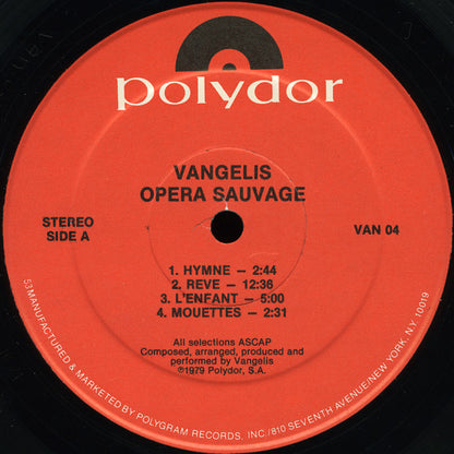 Vangelis : Opera Sauvage (LP, Album, RE, 53 )