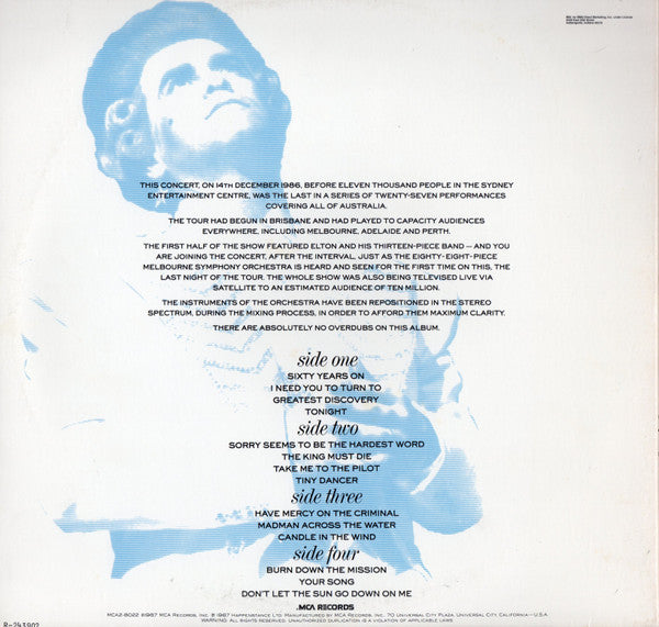 Elton John With Melbourne Symphony Orchestra : Live In Australia (2xLP, Album, Club)