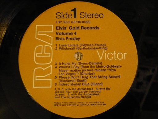 Elvis Presley : Elvis' Gold Records - Volume 4 (LP, Comp, RE, Tan)