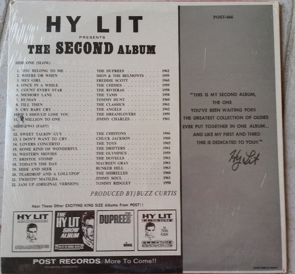 Various : Hy Lit Presents 22 Original Hits From The Original Artists The Second Album (LP, Comp, Mono)