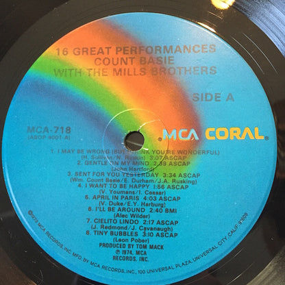 Count Basie With The Mills Brothers : Sixteen Great Performances (LP)