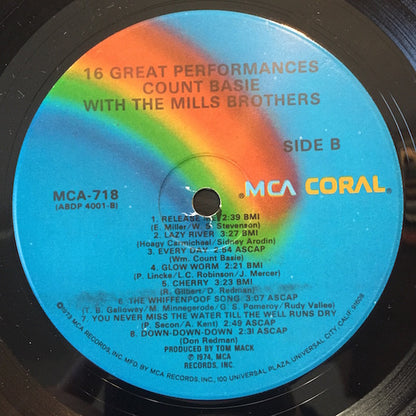 Count Basie With The Mills Brothers : Sixteen Great Performances (LP)