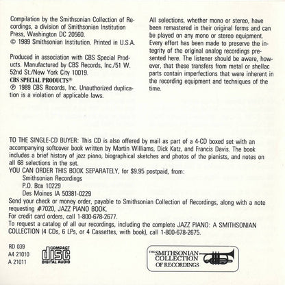 Various : Jazz Piano (A Smithsonian Collection) (4xCD, Album, Comp, Mono + Box)