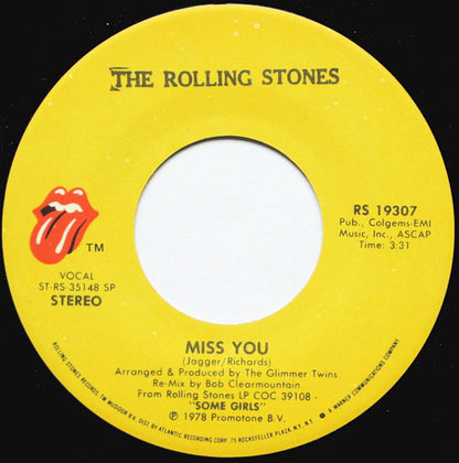 The Rolling Stones : Miss You (7", Single, Spe)