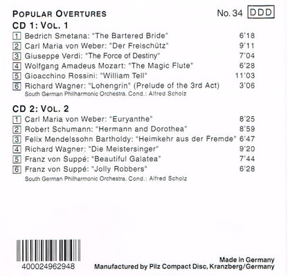 Süddeutsche Philharmonie Conducted By Alfred Scholz : Popular Overtures - Vol. 1 And 2 (2xCD, Comp)