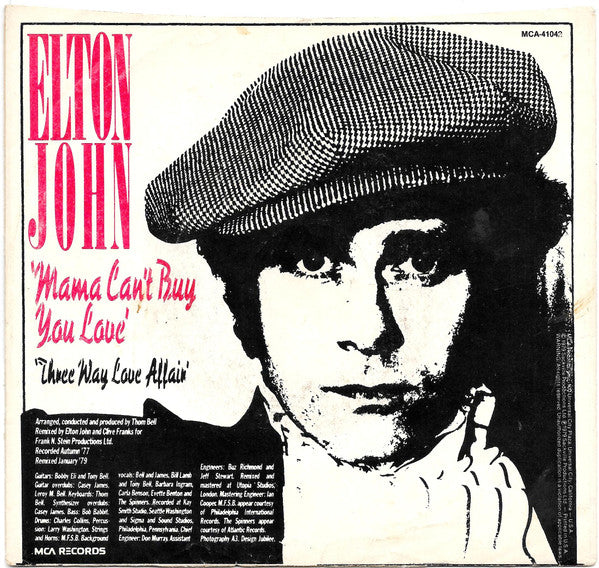Elton John : Mama Can't Buy You Love  (7", Single)