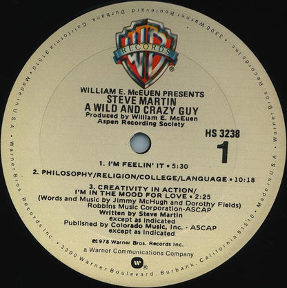 Steve Martin (2) : A Wild And Crazy Guy (LP, Album, Gol)