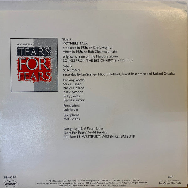 Tears For Fears : Mothers Talk (7")