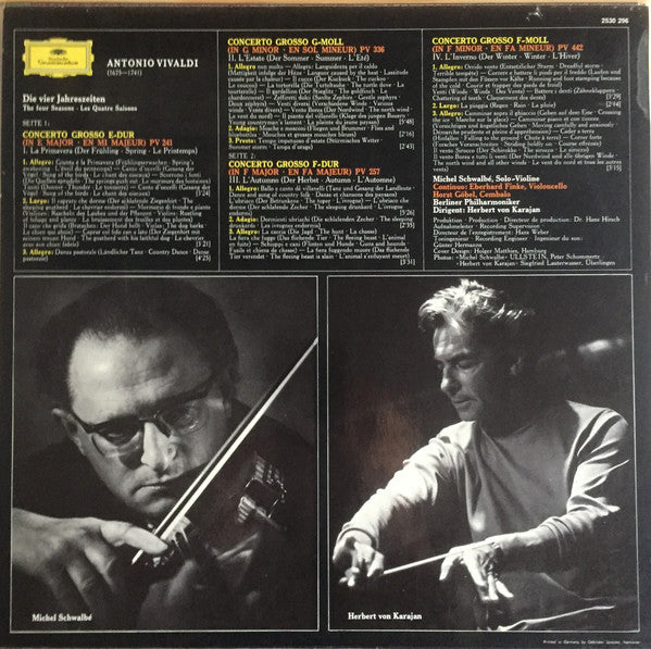 Antonio Vivaldi / Michel Schwalbé • Berliner Philharmoniker • Herbert von Karajan : Le Quattro Stagioni (LP)