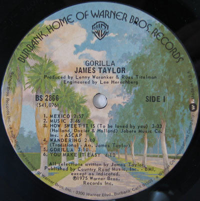James Taylor (2) : Gorilla (LP, Album, Ter)
