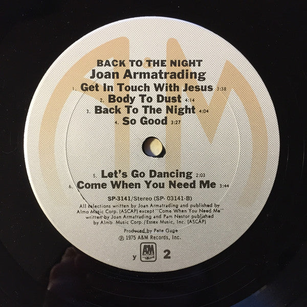 Joan Armatrading : Back To The Night (LP, Album, Ter)