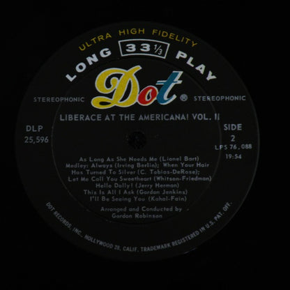 Liberace : Liberace At The Americana! Vol. 2 (LP, Album)