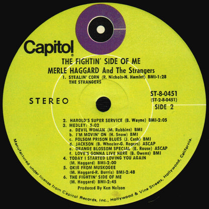 Merle Haggard With Bonnie Owens And The Strangers (5) : The Fightin' Side Of Me (LP, Album, Club, Pin)
