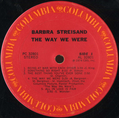 Barbra Streisand : The Way We Were (LP, Album, Ter)