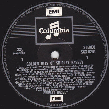 Shirley Bassey : Golden Hits Of Shirley Bassey (LP, Comp, RP)