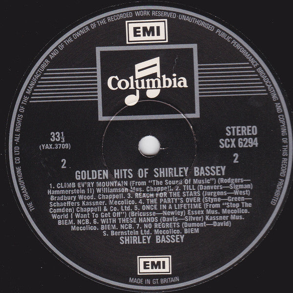 Shirley Bassey : Golden Hits Of Shirley Bassey (LP, Comp, RP)