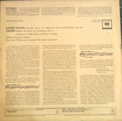 Robert Casadesus / Camille Saint-Saëns / Gabriel Fauré : Concerto No. 4 For Piano And Orchestra / Ballade For Piano And Orchestra (LP, RE)