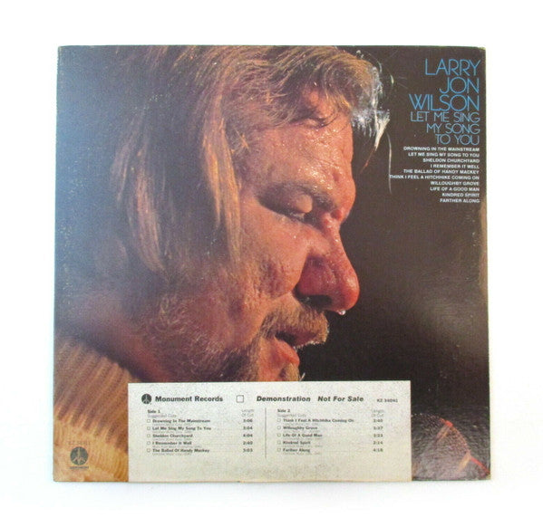 Larry Jon Wilson : Let Me Sing My Song To You (LP, Album, Promo)