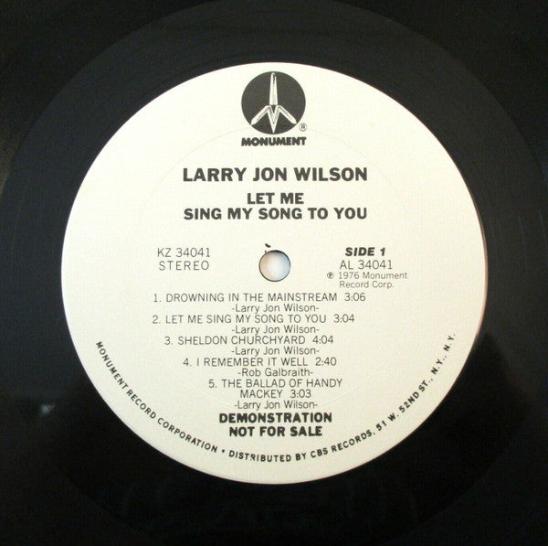 Larry Jon Wilson : Let Me Sing My Song To You (LP, Album, Promo)