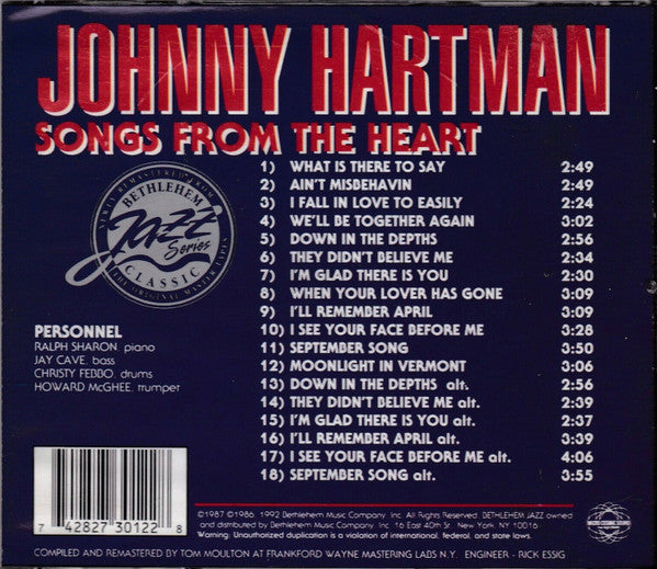 Johnny Hartman : Songs From The Heart (CD, Album, RE, RM)
