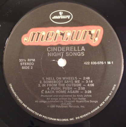 Cinderella (3) : Night Songs (LP, Album, 53 )