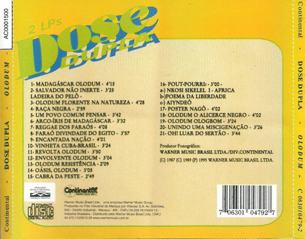 Olodum : 2 LPs Dose Dupla (CD, Comp, RM, RP)