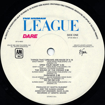 The Human League : Dare (LP, Album, Mon)