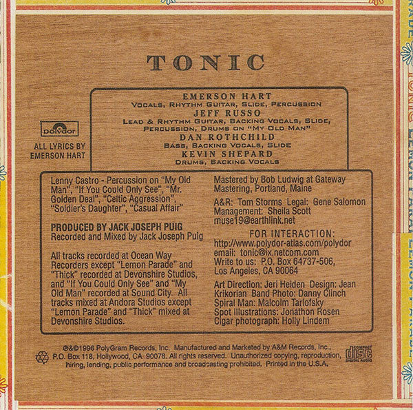 Tonic (2) : Lemon Parade (CD, Album)