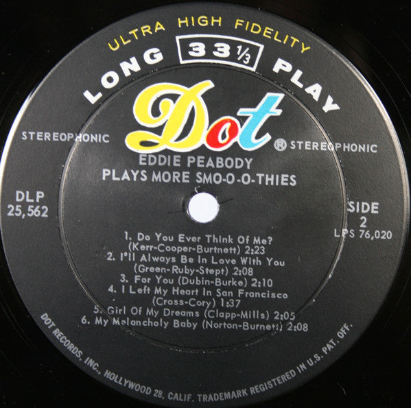 Eddie Peabody : Plays More Smo-o-othies  (LP, Album, Ind)