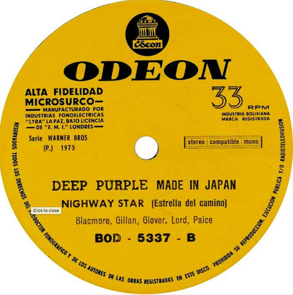 Deep Purple : Made In Japan (7", Single)