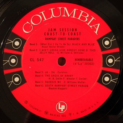 Eddie Condon And His All-Stars / The Rampart Street Paraders : Jam Session Coast-To-Coast (LP, Album, Mono, Six)