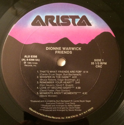 Dionne Warwick : Friends (LP, Album, Club)