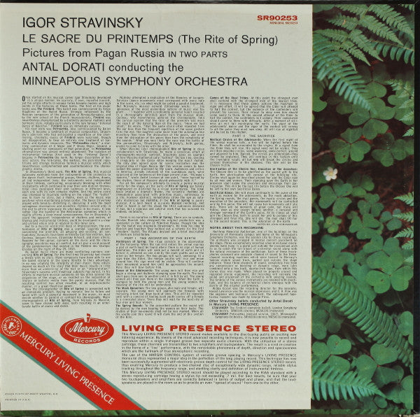 Igor Stravinsky, Antal Dorati, Minneapolis Symphony Orchestra : Le Sacre Du Printemps (LP, Album)