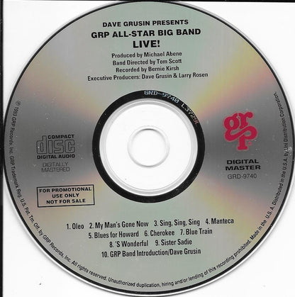 Dave Grusin Presents GRP All-Star Big Band : Live! (CD, Album, Promo)