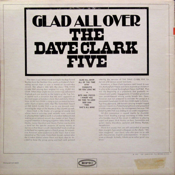 The Dave Clark Five : Glad All Over (LP, Album, Mono, Pit)