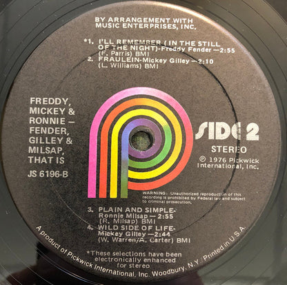 Freddy Fender (2), Mickey Gilley, Ronnie Milsap : Fender, Gilley & Milsap That Is. (LP)