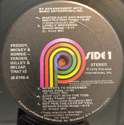 Freddy Fender (2), Mickey Gilley, Ronnie Milsap : Fender, Gilley & Milsap That Is. (LP)